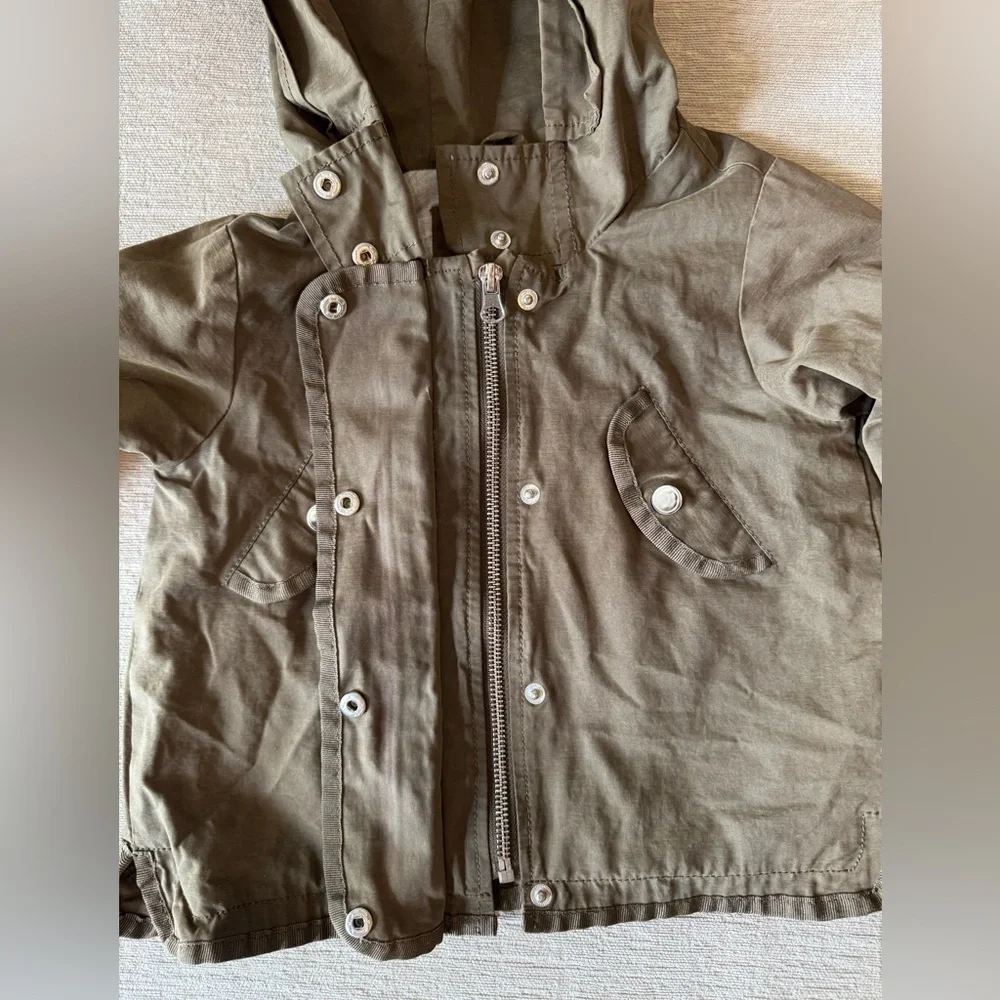 Zara Girls Green Hooded Utility Jacket – Size 3/4